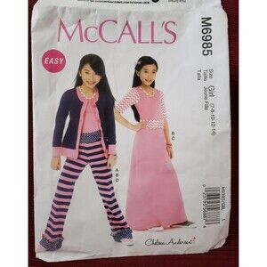 McCalls M6985 Sewing Pattern, Girls Cardigan, Skirt, Pants Size 7, 8, 10, 12, 14